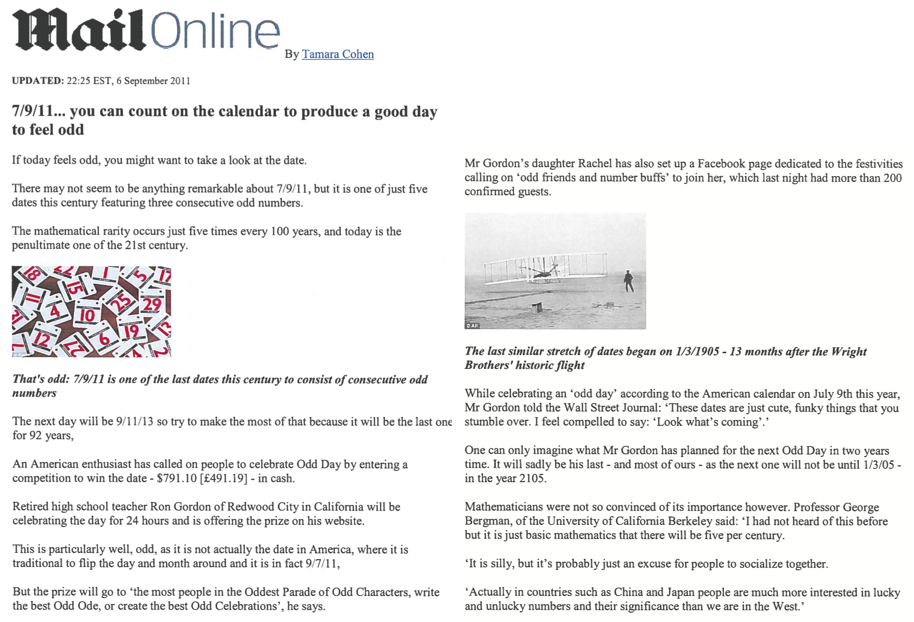 Odd Day - The Daily Mail